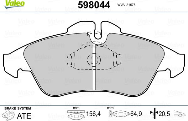 VALEO 598044 - Komplet Pločica, disk-kočnica www.molydon.hr