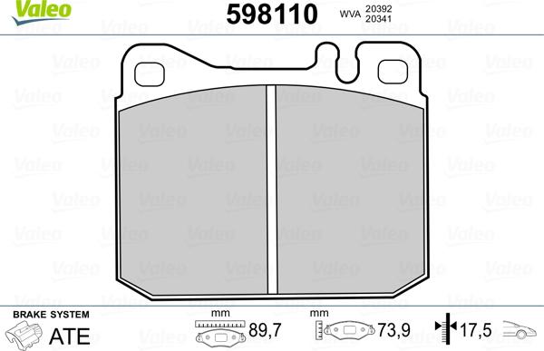 VALEO 598110 - Komplet Pločica, disk-kočnica www.molydon.hr