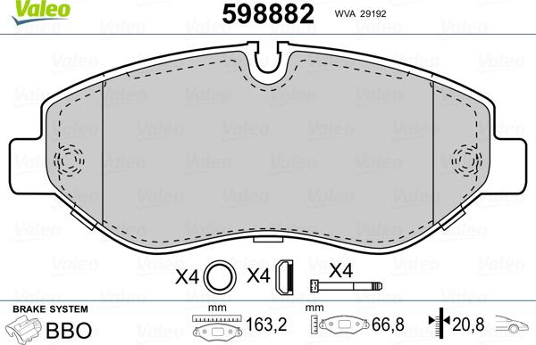 VALEO 598882 - Komplet Pločica, disk-kočnica www.molydon.hr
