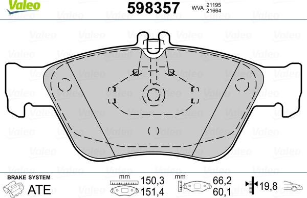 VALEO 598357 - Komplet Pločica, disk-kočnica www.molydon.hr