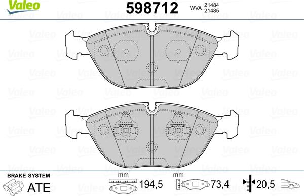 VALEO 598712 - Komplet Pločica, disk-kočnica www.molydon.hr