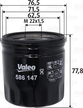 Valeo 586147 - Filter za ulje www.molydon.hr