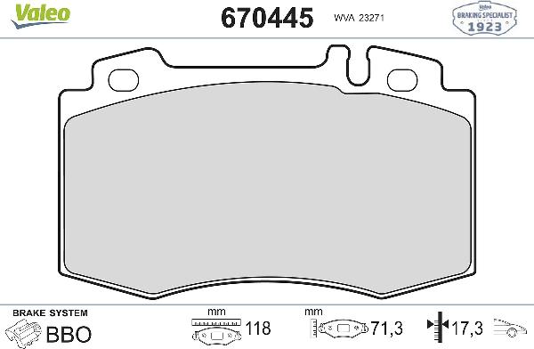 VALEO 670445 - Komplet Pločica, disk-kočnica www.molydon.hr