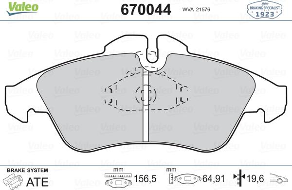 VALEO 670044 - Komplet Pločica, disk-kočnica www.molydon.hr