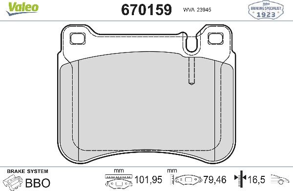 VALEO 670159 - Komplet Pločica, disk-kočnica www.molydon.hr