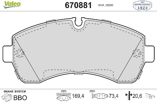 VALEO 670881 - Komplet Pločica, disk-kočnica www.molydon.hr