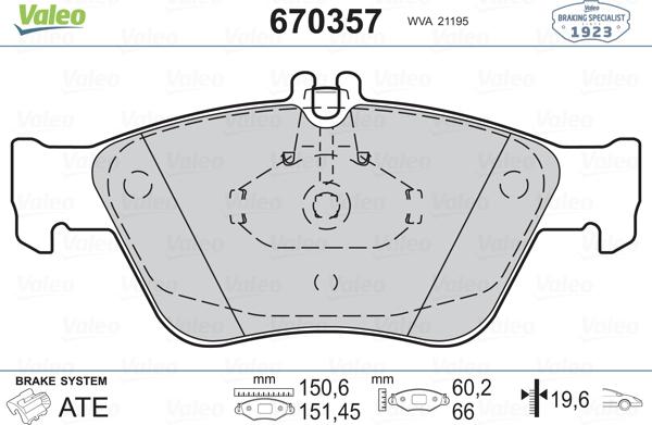 VALEO 670357 - Komplet Pločica, disk-kočnica www.molydon.hr