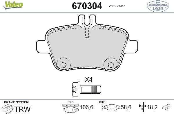 VALEO 670304 - Komplet Pločica, disk-kočnica www.molydon.hr