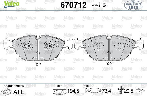 VALEO 670712 - Komplet Pločica, disk-kočnica www.molydon.hr