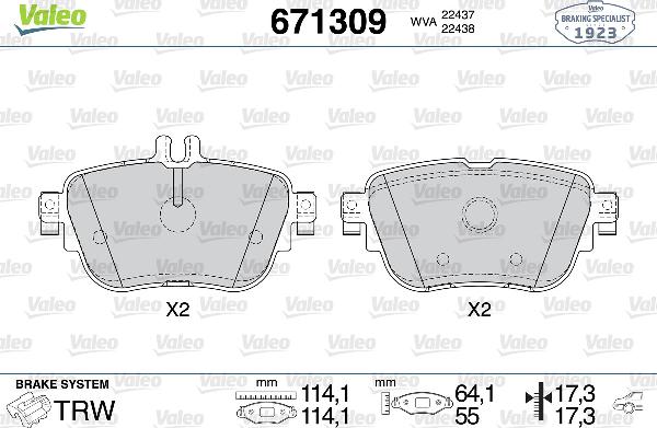 VALEO 671309 - Komplet Pločica, disk-kočnica www.molydon.hr