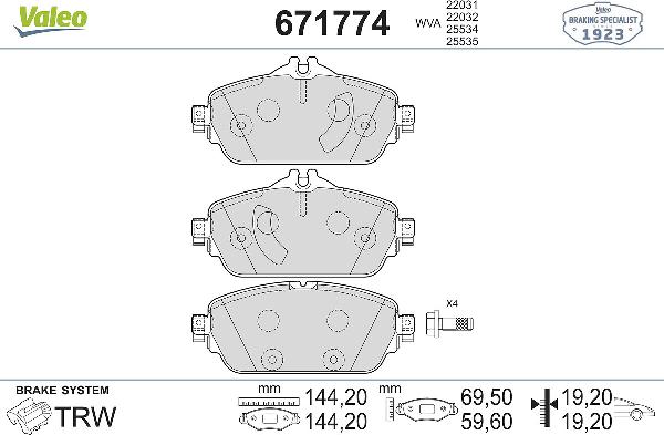 VALEO 671774 - Komplet Pločica, disk-kočnica www.molydon.hr