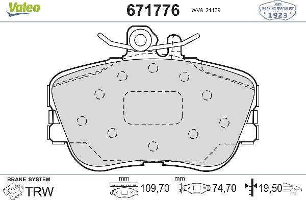 VALEO 671776 - Komplet Pločica, disk-kočnica www.molydon.hr