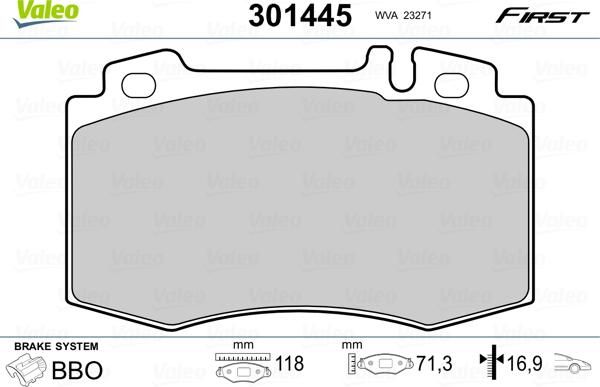 VALEO 301445 - Komplet Pločica, disk-kočnica www.molydon.hr