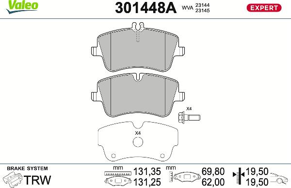 VALEO 301448A - Komplet Pločica, disk-kočnica www.molydon.hr