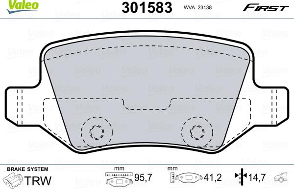 VALEO 301583 - Komplet Pločica, disk-kočnica www.molydon.hr
