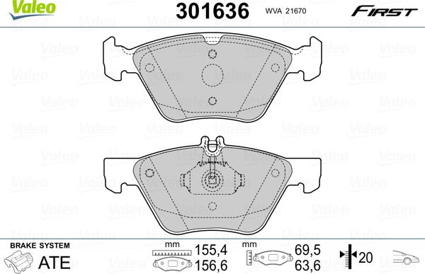 VALEO 301636 - Komplet Pločica, disk-kočnica www.molydon.hr