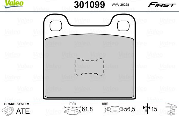 VALEO 301099 - Komplet Pločica, disk-kočnica www.molydon.hr