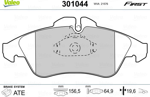 VALEO 301044 - Komplet Pločica, disk-kočnica www.molydon.hr