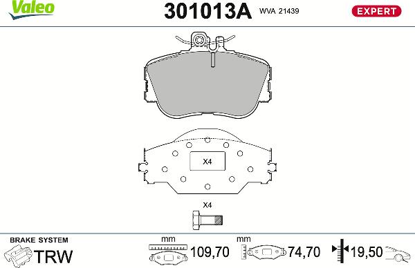VALEO 301013A - Komplet Pločica, disk-kočnica www.molydon.hr