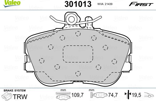 VALEO 301013 - Komplet Pločica, disk-kočnica www.molydon.hr