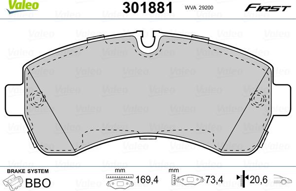 VALEO 301881 - Komplet Pločica, disk-kočnica www.molydon.hr