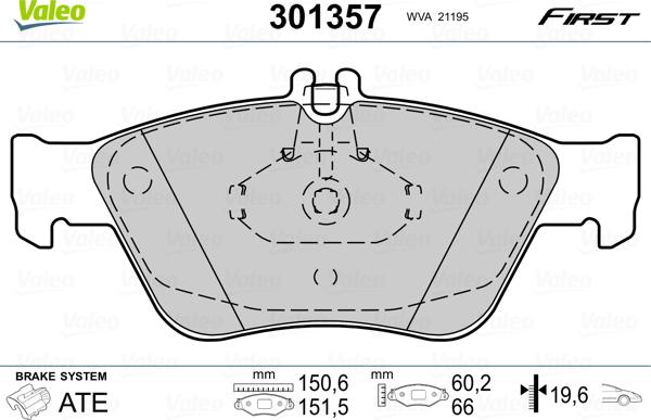 VALEO 301357 - Komplet Pločica, disk-kočnica www.molydon.hr