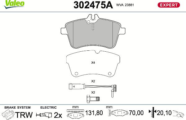 VALEO 302475A - Komplet Pločica, disk-kočnica www.molydon.hr