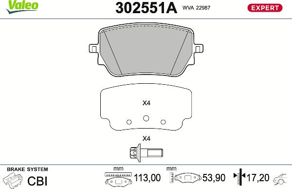 VALEO 302551A - Komplet Pločica, disk-kočnica www.molydon.hr