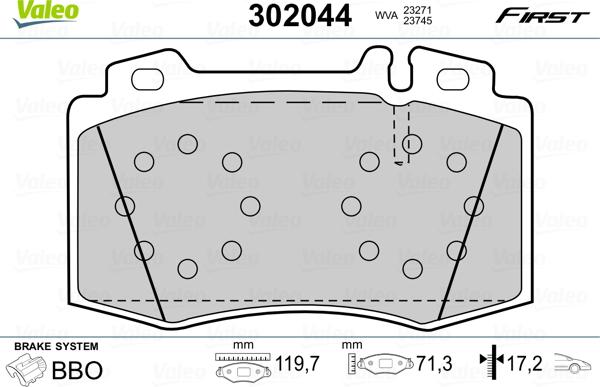 VALEO 302044 - Komplet Pločica, disk-kočnica www.molydon.hr