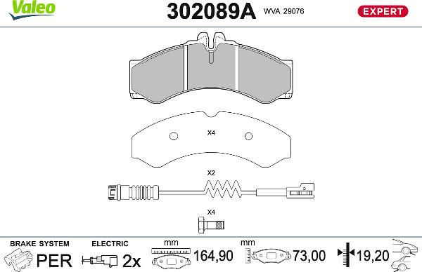VALEO 302089A - Komplet Pločica, disk-kočnica www.molydon.hr