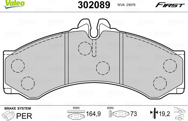 VALEO 302089 - Komplet Pločica, disk-kočnica www.molydon.hr