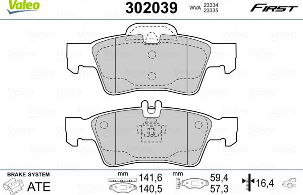 VALEO 302039 - Komplet Pločica, disk-kočnica www.molydon.hr