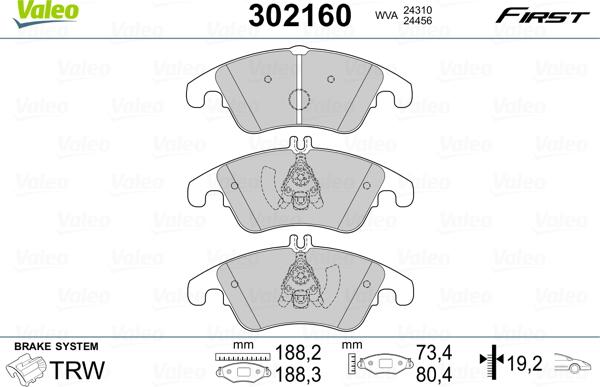 VALEO 302160 - Komplet Pločica, disk-kočnica www.molydon.hr