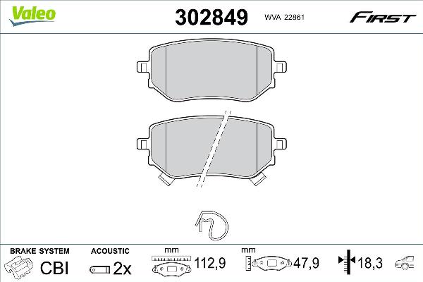 VALEO 302849 - Komplet Pločica, disk-kočnica www.molydon.hr