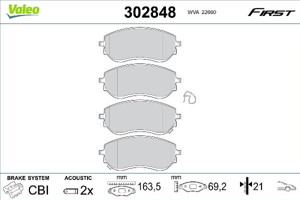 VALEO 302848 - Komplet Pločica, disk-kočnica www.molydon.hr
