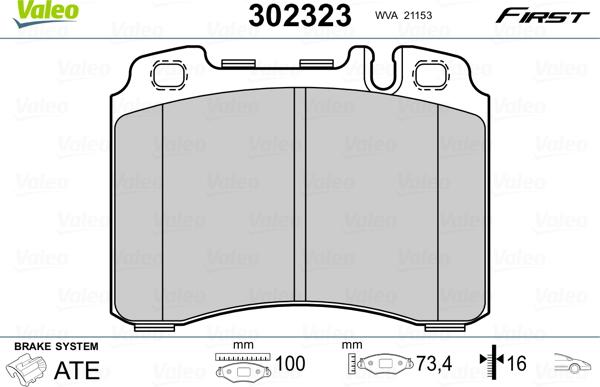 VALEO 302323 - Komplet Pločica, disk-kočnica www.molydon.hr