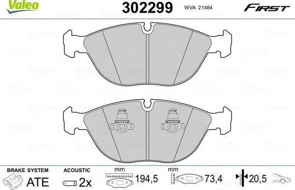 VALEO 302299 - Komplet Pločica, disk-kočnica www.molydon.hr