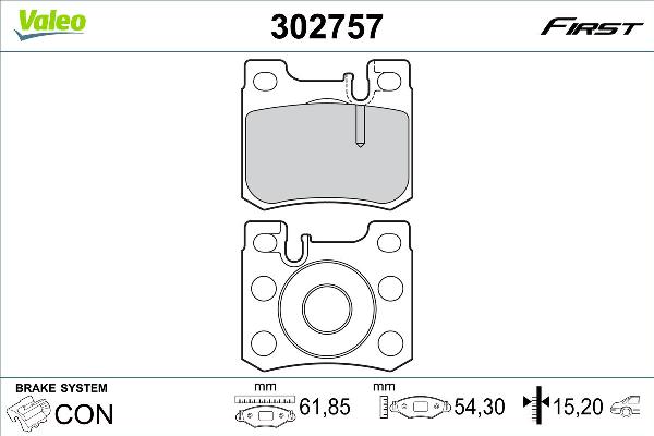 VALEO 302757 - Komplet Pločica, disk-kočnica www.molydon.hr