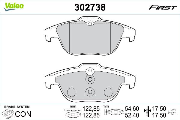 VALEO 302738 - Komplet Pločica, disk-kočnica www.molydon.hr