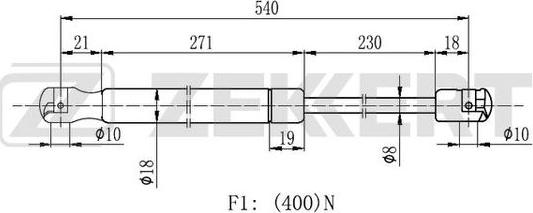 Zekkert GF-2187 - Plinski amortizer, prtljaznik/utovarni prostor www.molydon.hr