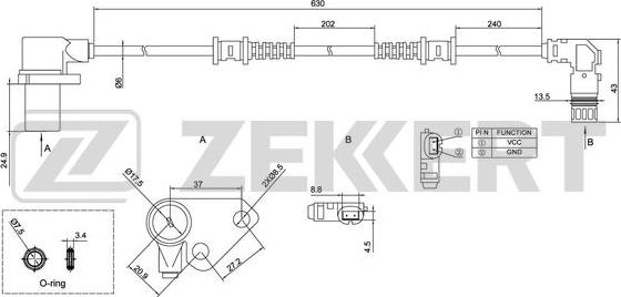 Zekkert SE-6136 - Senzor, broj obrtaja kotača www.molydon.hr