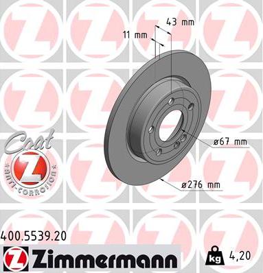 Zimmermann 400.5539.20 - Kočioni disk www.molydon.hr