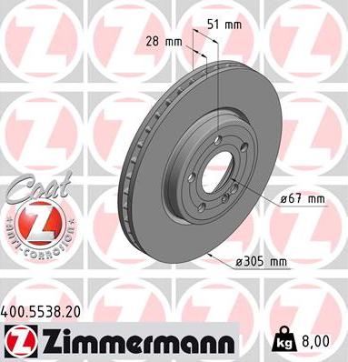 Zimmermann 400.5538.20 - Kočioni disk www.molydon.hr
