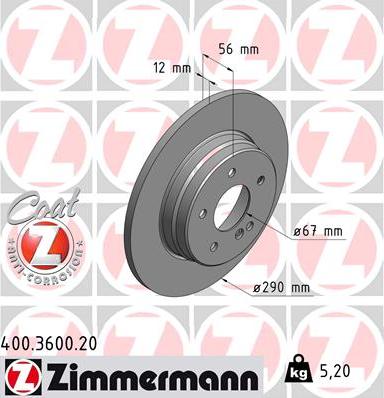Zimmermann 400.3600.20 - Kočioni disk www.molydon.hr