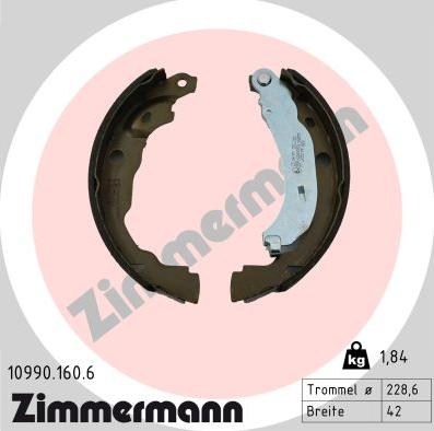 Zimmermann 10990.160.6 - Komplet kočionih obloga, rucna kočnica www.molydon.hr