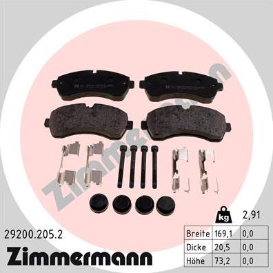 Zimmermann 29200.205.2 - Komplet Pločica, disk-kočnica www.molydon.hr