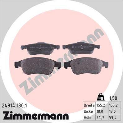 Zimmermann 24914.180.1 - Komplet Pločica, disk-kočnica www.molydon.hr
