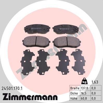 Zimmermann 24501.170.1 - Komplet Pločica, disk-kočnica www.molydon.hr