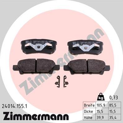 Zimmermann 24014.155.1 - Komplet Pločica, disk-kočnica www.molydon.hr