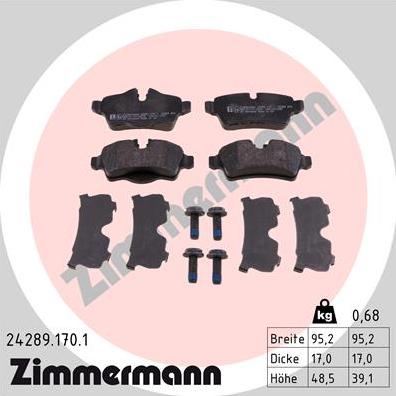 Zimmermann 24289.170.1 - Komplet Pločica, disk-kočnica www.molydon.hr